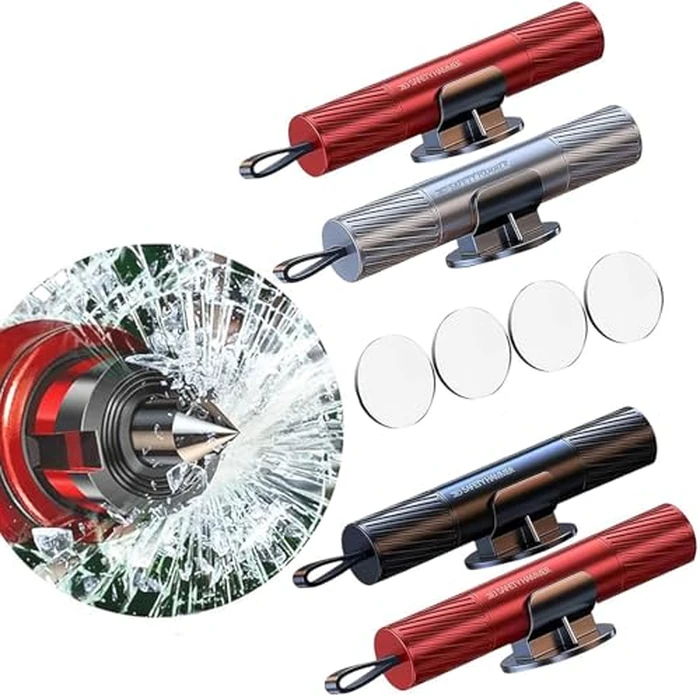 4 Pack 2026 Upgraded Safety Hammer,Safe Hammer Glass Breaker Under Water,Seatbelt Cutter Window Breaker Emergency Escape Tool,Seat Belt Cutter and Glass Breaker for Cars by Generic - Used - Like New condition - US$17.16