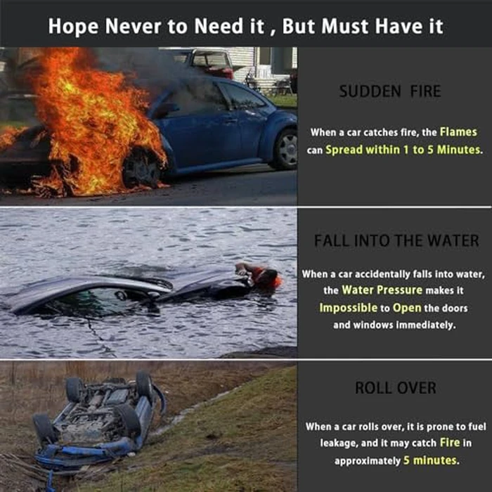 4 Pack 2026 Upgraded Safety Hammer,Safe Hammer Glass Breaker Under Water,Seatbelt Cutter Window Breaker Emergency Escape Tool,Seat Belt Cutter and Glass Breaker for Cars by Generic - Image 3