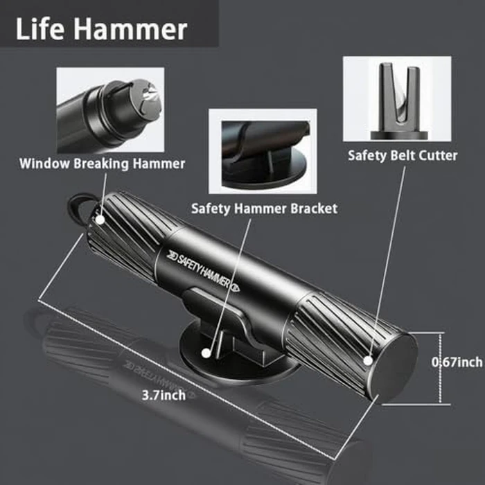 4 Pack 2026 Upgraded Safety Hammer,Safe Hammer Glass Breaker Under Water,Seatbelt Cutter Window Breaker Emergency Escape Tool,Seat Belt Cutter and Glass Breaker for Cars by Generic - Image 9