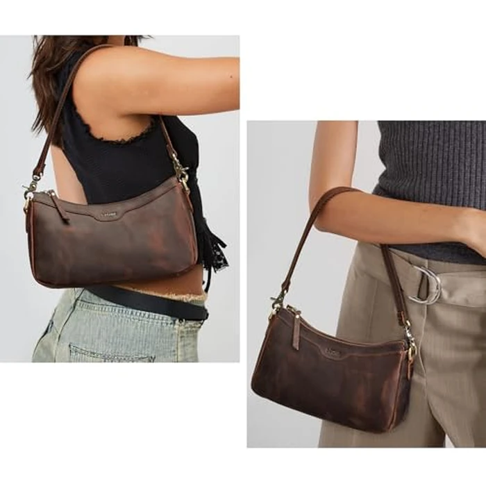 S-ZONE Leather Shoulder Bag for Women Small Crossbody Bags Hobo Purses with 2 Straps by S-ZONE - Image 3