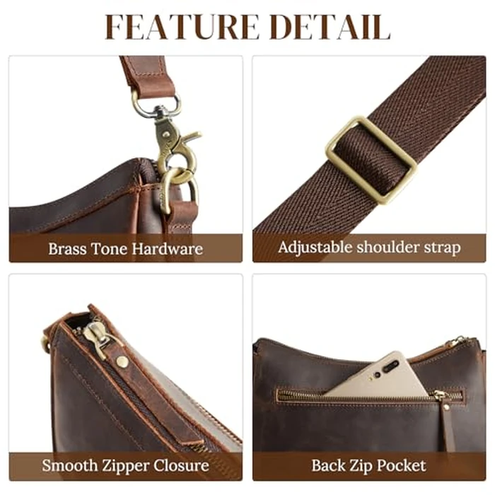 S-ZONE Leather Shoulder Bag for Women Small Crossbody Bags Hobo Purses with 2 Straps by S-ZONE - Image 7