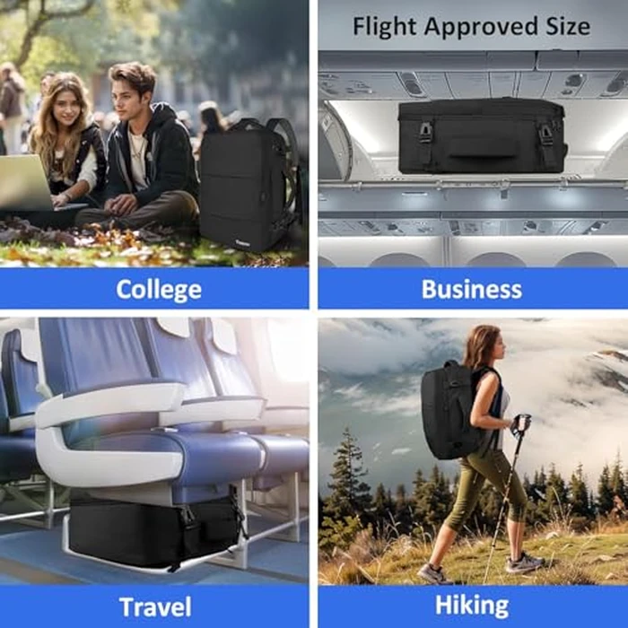 Travel Laptop Backpack, Airplane Approved Travel Backpack Suitcase For Men Women, Lightweight College 35l Luggage Bag 15.6 inch Laptop Backpack Gifts For Casual Business, Black by Taygeer - Image 5