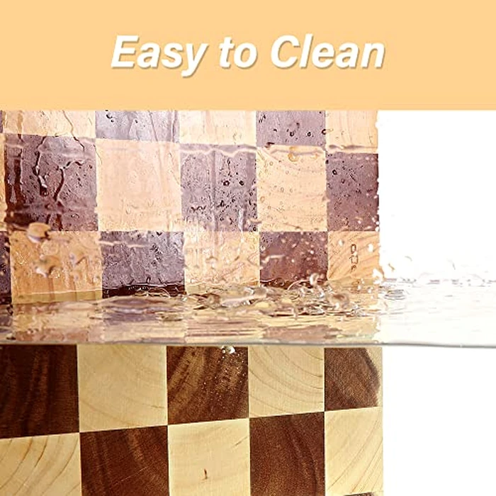 TJ POP End Grain Wooden Chopping Board, Heavy Duty Wood Cutting Board for Kitchen, Reversible Serving Board for Cheese, Bread & Fruits, Rectangular Checkered Cutting Board, 14.5 x 10 x 0.8Inch by TJ POP - Image 6