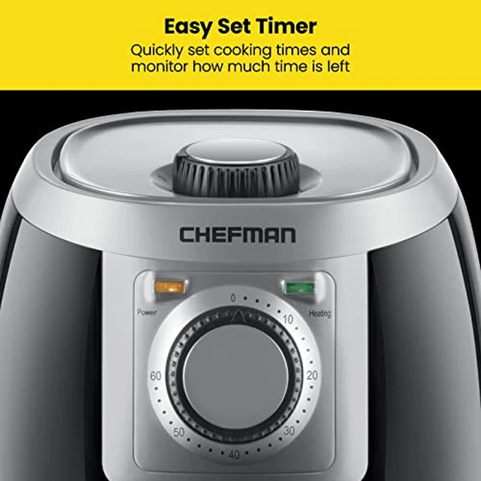 Chefman TurboFry 2-Quart Air Fryer, Personal Compact Healthy Fryer w/ Adjustable Temperature Control, 60 Minute Timer and Dishwasher Safe Basket, Black by Chefman - Image 4