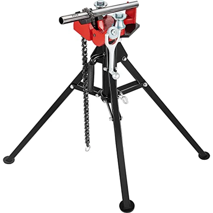 VEVOR Tripod Pipe Chain Vise, 1/8"-5" Pipe Capacity, 36.4“ Length Chain Vise Stand with Portable Folding Steel Legs, for Grabbing, Supporting and Bending Pipes in Factory, Workshop and Home by VEVOR - Used - Very Good condition - US$110.88