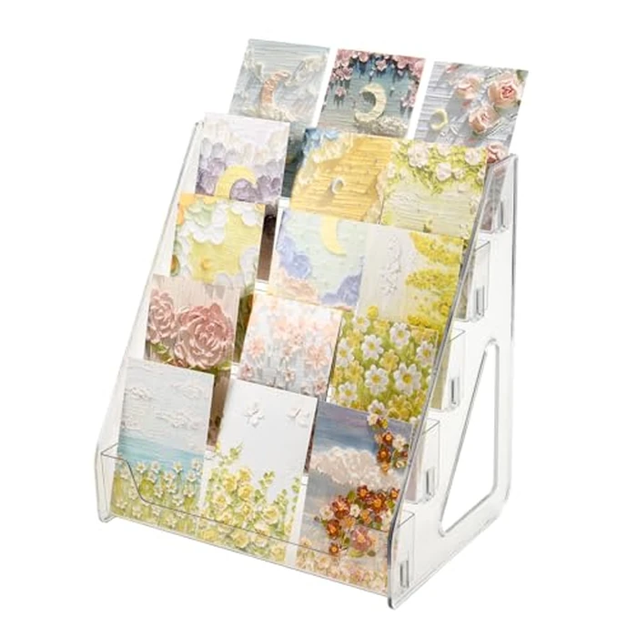 5 Tier Acrylic Card Display Stand, Card Display Stand, Tier Holder, Greeting Card Display Stands for Sticker, Books, Gifts Rack, Craft Trade Shows (1, Acrylic - 5 Tier) by FY&XZH - Used - Acceptable condition - CA$19.68