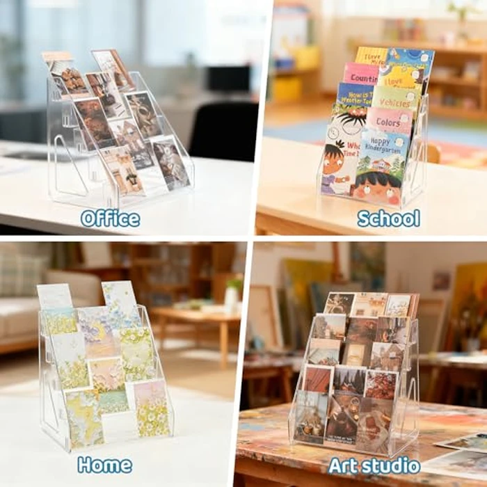 5 Tier Acrylic Card Display Stand, Card Display Stand, Tier Holder, Greeting Card Display Stands for Sticker, Books, Gifts Rack, Craft Trade Shows (1, Acrylic - 5 Tier) by FY&XZH - Image 5