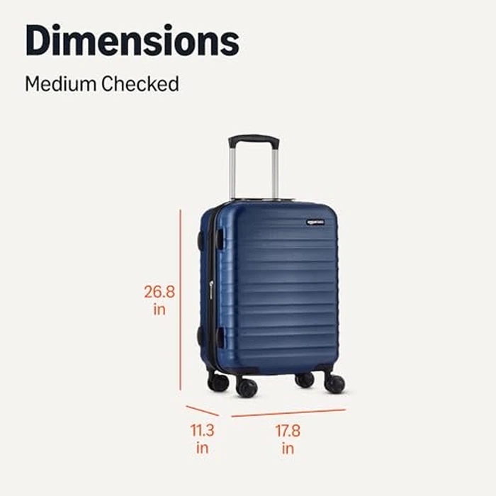 Amazon Basics 26-Inch Hardside Checked Luggage, Hardshell Suitcase With Wheels, Expandable For Up to 15% More Space, With Scratch-Resistant Surface, Four Multi-directional Wheels, Navy Blue by Amazon Basics - Image 6