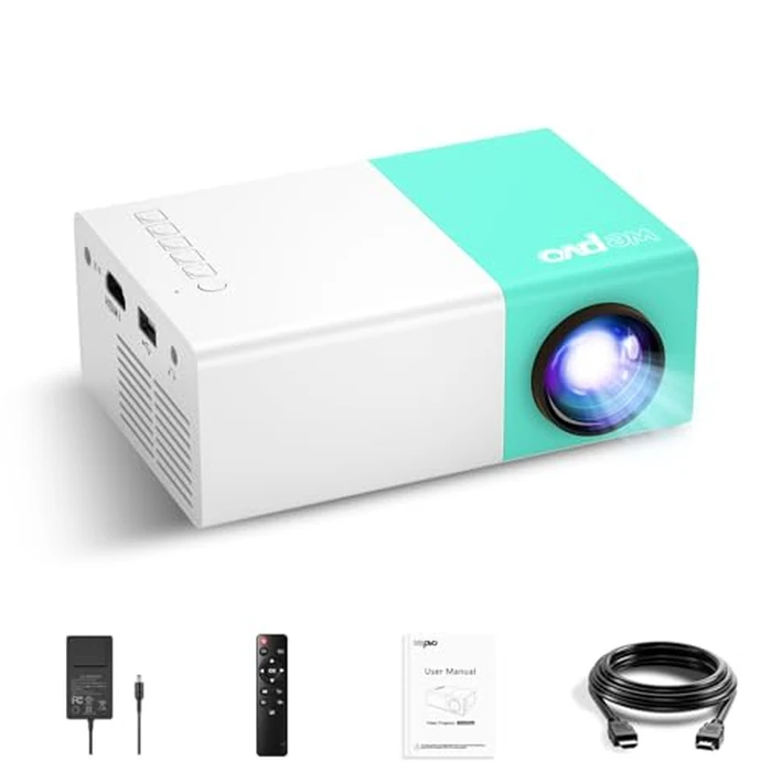 wepvo Projector Mini Portable Outdoor Movie Projectors, LED Pico Video Projector for Home Theater Film Projectors, Compatible with Smartphone/ Tablet/ Laptop/ TV Stick/ PS/ USB by wepvo - Used - Like New condition
