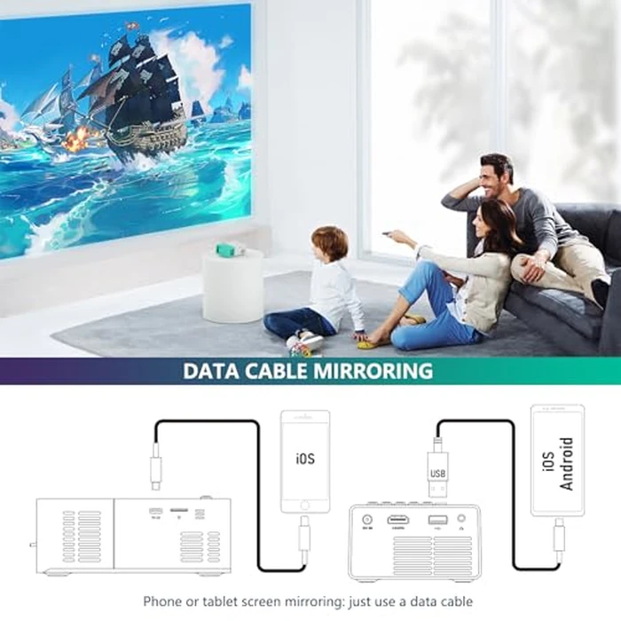 wepvo Projector Mini Portable Outdoor Movie Projectors, LED Pico Video Projector for Home Theater Film Projectors, Compatible with Smartphone/ Tablet/ Laptop/ TV Stick/ PS/ USB by wepvo - Image 5