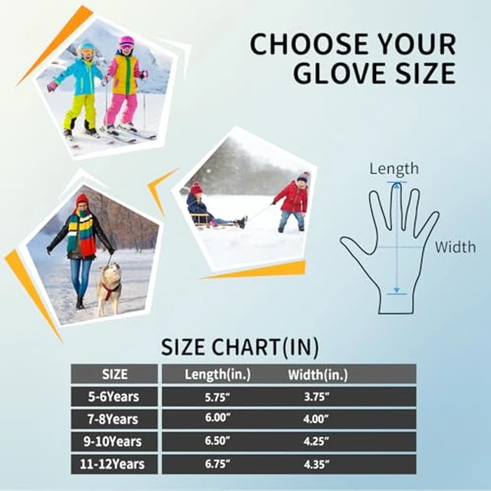 ihuan Kids Winter Waterproof Ski Gloves, Snowboarding Touchscreen Snow Cycling Running Gloves for Boys Girls by ihuan - Image 7
