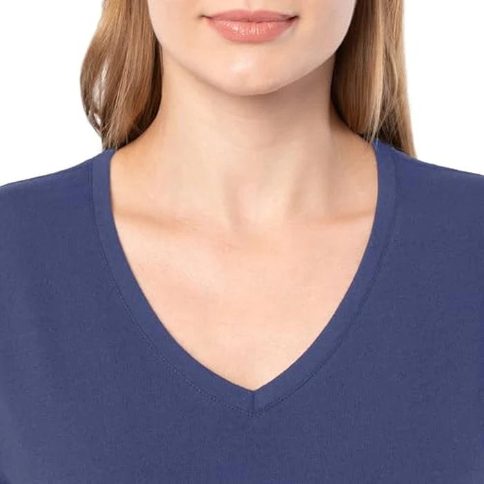 Fruit of The Loom Women's Short Sleeve V-Neck T-Shirt, 2 Pack, Cobalt/Grey Heather, 3X by Fruit of the Loom - Image 3