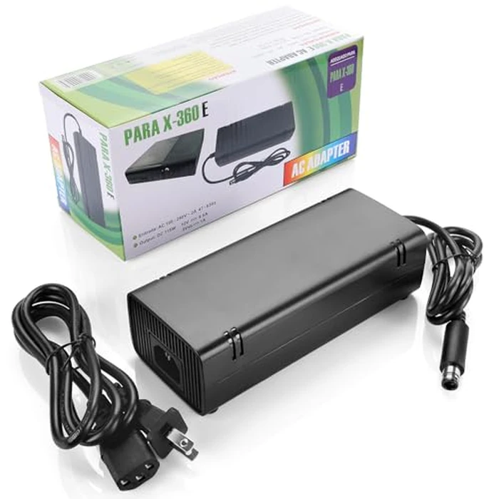 Power Supply for Xbox 360 E, Power Supply Brick with Power Cord, AC Adapter Power for Microsoft Xbox 360 E Console, 100-240V by Finera - Image 1