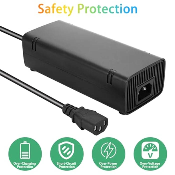 Power Supply for Xbox 360 E, Power Supply Brick with Power Cord, AC Adapter Power for Microsoft Xbox 360 E Console, 100-240V by Finera - Image 5