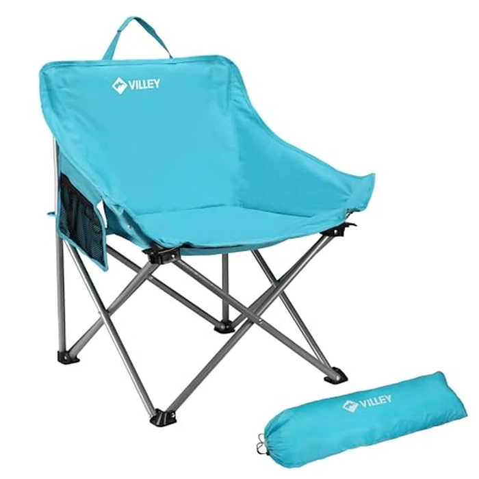 VILLEY Camping Chair Beach Folding Chair, Outdoor Lawn Portable Lightweight Chair, Foldable Chair with Carry Bag, for Outside Hiking, Fishing, Travel, Beach and Sports, Blue by VILLEY - Image 1