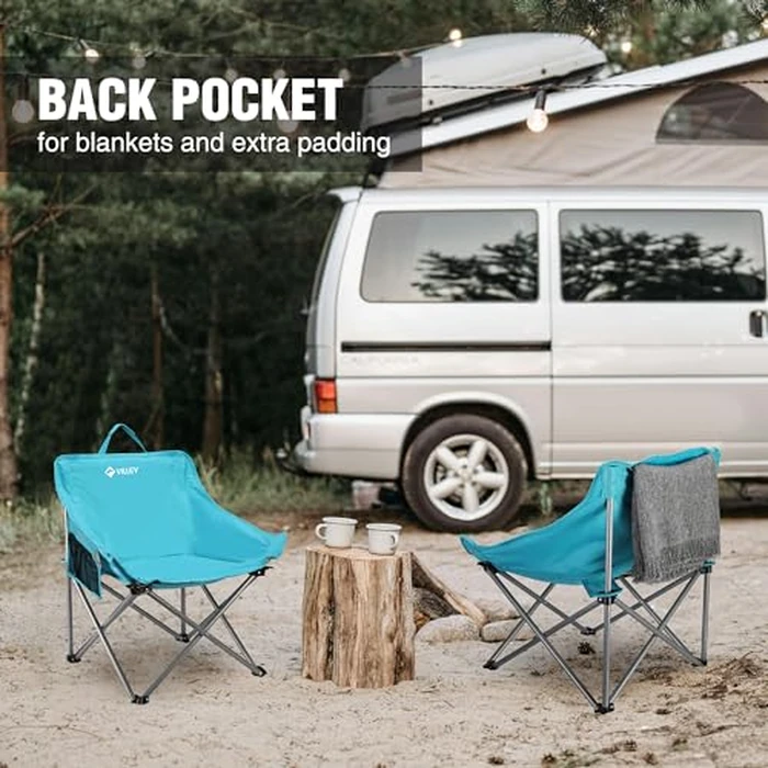 VILLEY Camping Chair Beach Folding Chair, Outdoor Lawn Portable Lightweight Chair, Foldable Chair with Carry Bag, for Outside Hiking, Fishing, Travel, Beach and Sports, Blue by VILLEY - Image 4