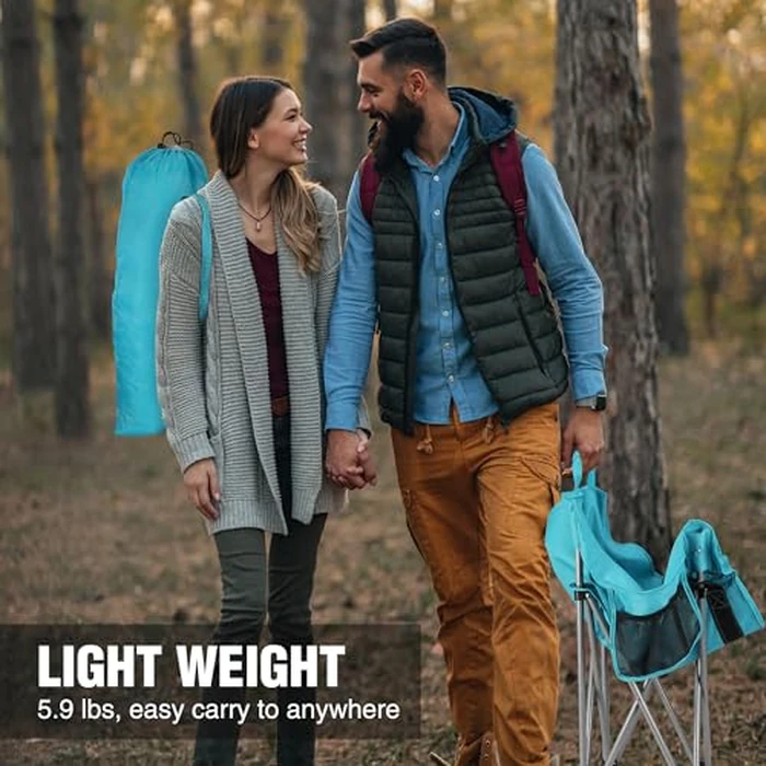 VILLEY Camping Chair Beach Folding Chair, Outdoor Lawn Portable Lightweight Chair, Foldable Chair with Carry Bag, for Outside Hiking, Fishing, Travel, Beach and Sports, Blue by VILLEY - Image 5