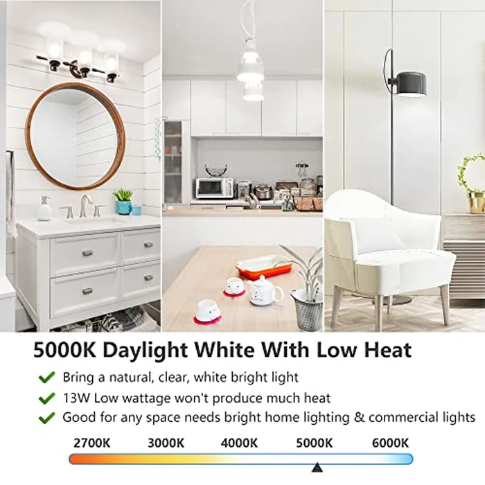 MAXvolador A19 LED Light Bulbs, 100 Watt Equivalent LED Bulbs, Daylight White 5000K, 1500LM, E26 Base, Non-Dimmable, 13W Bright LED Bulbs, 4-Pack by MAXvolador - Image 7