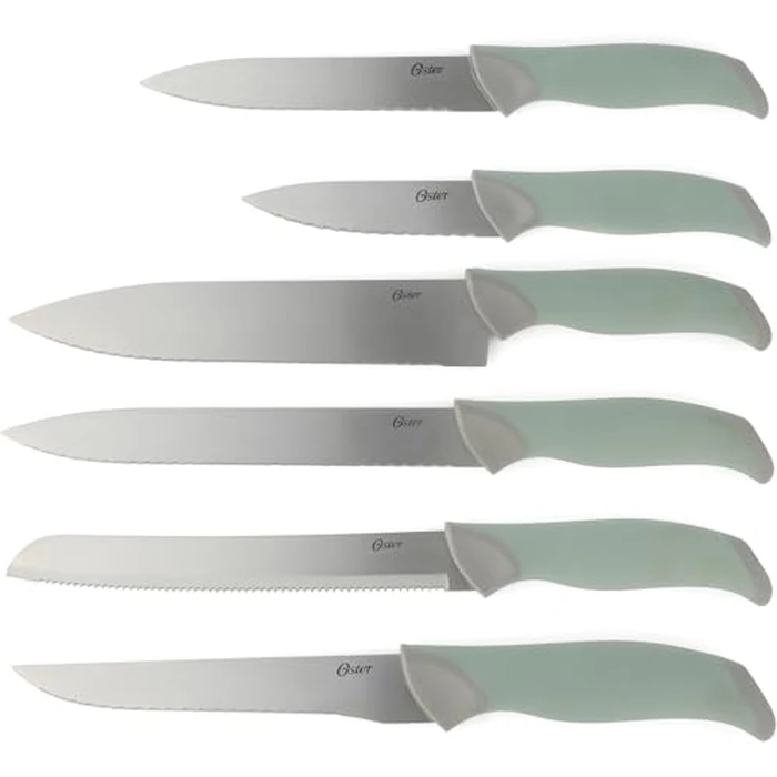Oster Lindbergh 14 Piece Stainless Steel Kitchen Knife Block Set - Sage Green W/Black Knife Block - Cuchillos para Cocina by Oster - Image 4