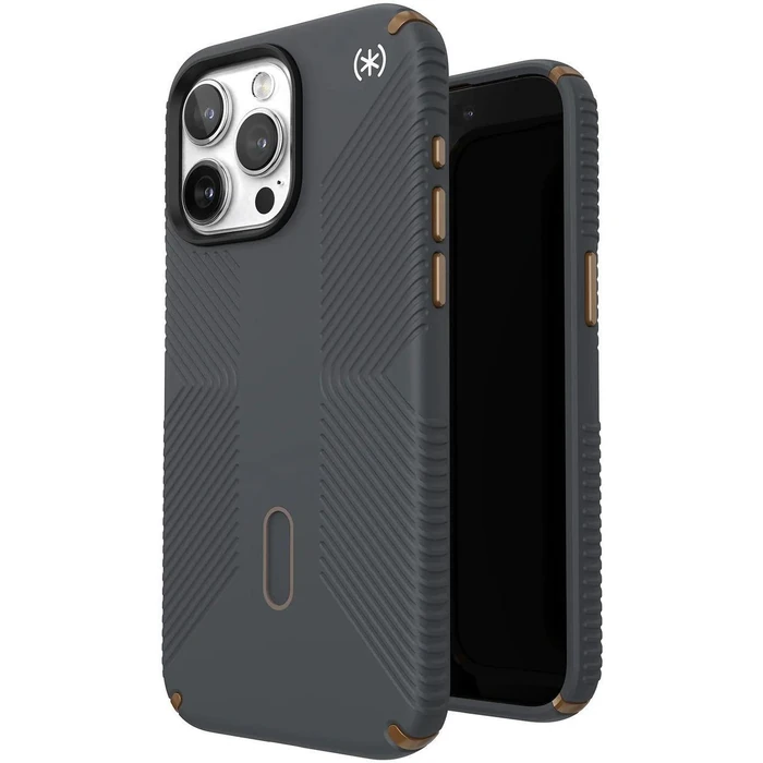 Speck Presidio2 Grip MagSafe with ClickLock Phone Case for iPhone 15 Pro Max - Charcoal Grey/Cool Bronze by Speck - Refurbished - Brand New condition - US$26.93