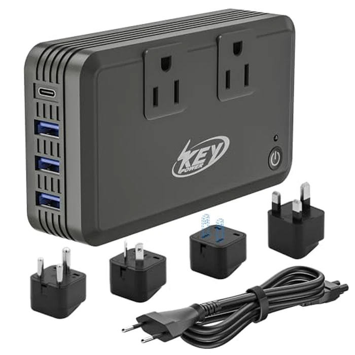 Key Power 220V to 110V Voltage Converter, 230W Step Down International Power Converter Adapter Combo with UK/AU/US/EU Travel Adapter. by Key Power - Image 1