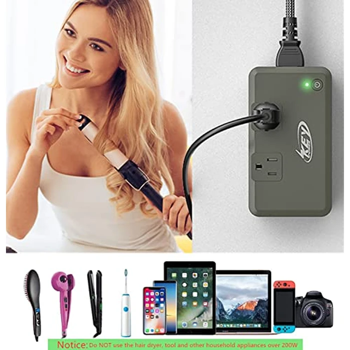 Key Power 220V to 110V Voltage Converter, 230W Step Down International Power Converter Adapter Combo with UK/AU/US/EU Travel Adapter. by Key Power - Image 2