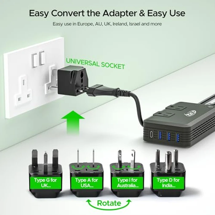 Key Power 220V to 110V Voltage Converter, 230W Step Down International Power Converter Adapter Combo with UK/AU/US/EU Travel Adapter. by Key Power - Image 4