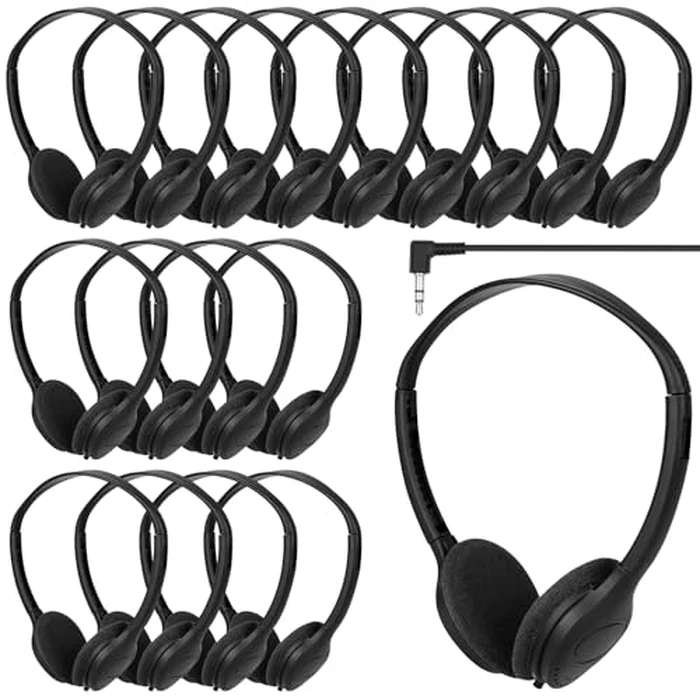 MENGLALA Kids Headphones Bulk for School Classroom K-12 30 Pack,Wholesale Class Set Earphones for Students Children Teens Boys Girls Adult 3.5mm Jack Black by MENGLALA - Used - Like New condition
