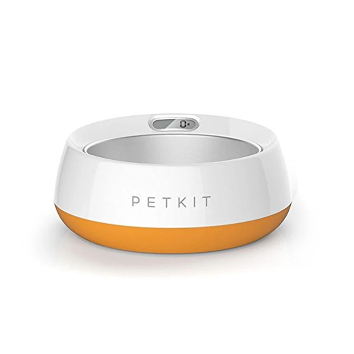 PETKIT 'Fresh Metal' Large Anti-Bacterial Machine Washable Smart Food Weight Calculating Digital Scale Pet Cat Dog Bowl Feeder w/Inlcuded Batteries and Ejectable Stainless Bowl, One Size, Orange by Pet Life - Used - Like New condition