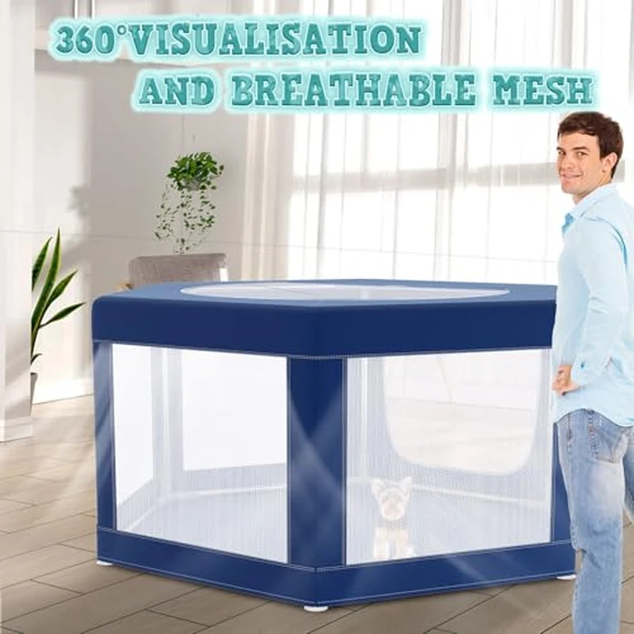 XVISHX 45x45 Inches Hexagonal Type Puppy Playpen, Dog Playpen for Puppies or Small Dogs, DogFence Pet Playpen for Indoor & Outdoor, Sturdy Safety Dog Pen with Thickened Fabric, Breathable Mesh by XVISHX - Image 6