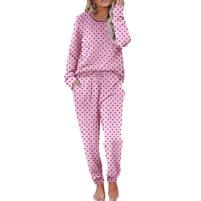 Ekouaer Valentine's Pajamas Women's Long Sleeve Pj Set Soft 2 Piece Loungewear Sleepwear with Jogger Pants Pink Small Point,S by Ekouaer - Used - Very Good condition - US$22.83