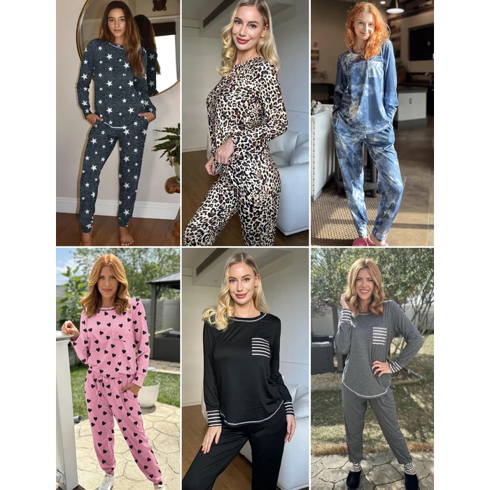 Ekouaer Valentine's Pajamas Women's Long Sleeve Pj Set Soft 2 Piece Loungewear Sleepwear with Jogger Pants Pink Small Point,S by Ekouaer - Image 5