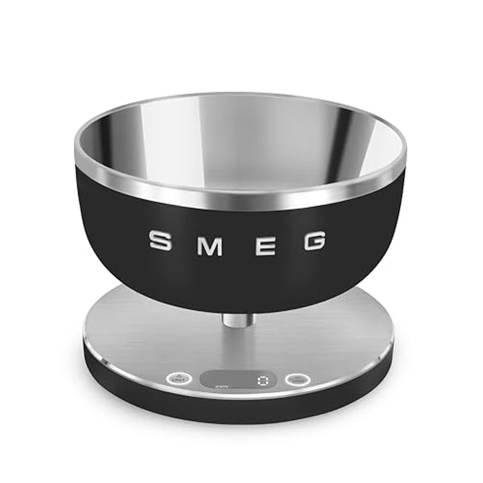 Smeg Digital Kitchen Scale, 5 kg Capacity, Conversion to g/ml lb.oz/fl.oz, Removable Stainless Steel Bowl, USB Charging, Aesthetic Style, Matte Black, KSC01BLMWW by Smeg - Used - Very Good condition - CA$128.24