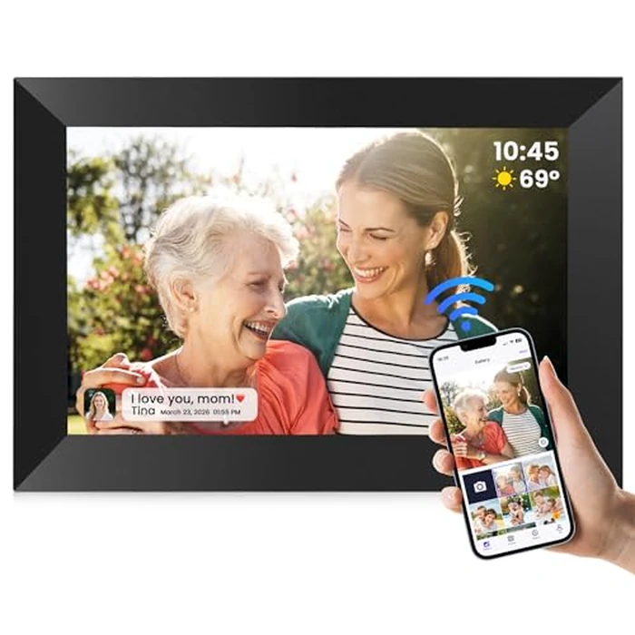 Uhale Digital Picture Frame WiFi 10.1 Inch, Electronic Photo Frames 1280 x 800 HD IPS Touch Screen, Auto Rotate, Slideshow, Share Photos/Videos from Phone Instantly by FANGOR - Used - Acceptable condition