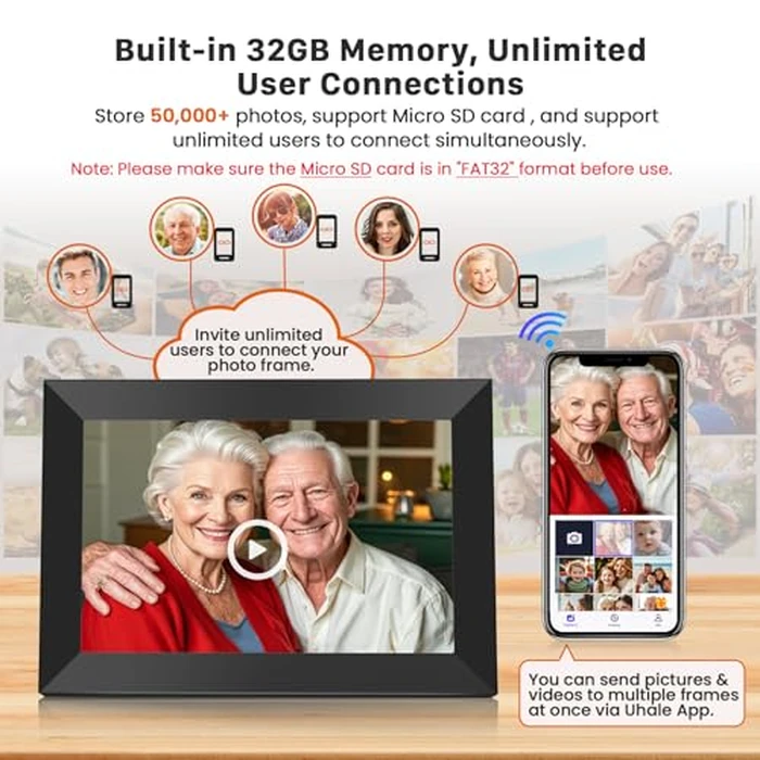 Uhale Digital Picture Frame WiFi 10.1 Inch, Electronic Photo Frames 1280 x 800 HD IPS Touch Screen, Auto Rotate, Slideshow, Share Photos/Videos from Phone Instantly by FANGOR - Image 3