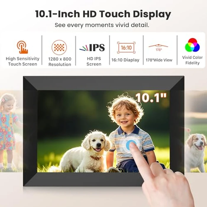 Uhale Digital Picture Frame WiFi 10.1 Inch, Electronic Photo Frames 1280 x 800 HD IPS Touch Screen, Auto Rotate, Slideshow, Share Photos/Videos from Phone Instantly by FANGOR - Image 4