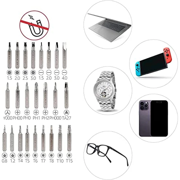 Amazon Basics Magnetic Ratcheting Wrench and Electronics Precision Screwdriver Tool Set, 73-Piece, with Carry Case for Household Repair, Small Jobs, Eyeglasses, Black/Red/Silver by Amazon Basics - Image 5