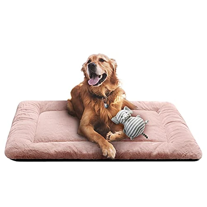 Dog Beds Crate Pad for Large Dogs Ultra Soft Dog Crate Bed Washable & Anti-Slip Kennel Pad for Dogs Cozy Sleeping Mat,Pink 42inch by VERZEY - Used - Like New condition - US$30.02