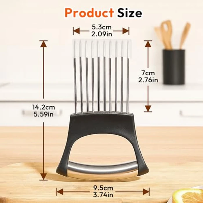Onion Slicer, Stainless Steel Onion Holder for Slicing with Protective Case, Onion Cutter Tool for Meat Lemon Potato Tomato Avocado Egg Kitchen Slicing Assistant Tool (1 PCS) by WARSPOT - Image 5