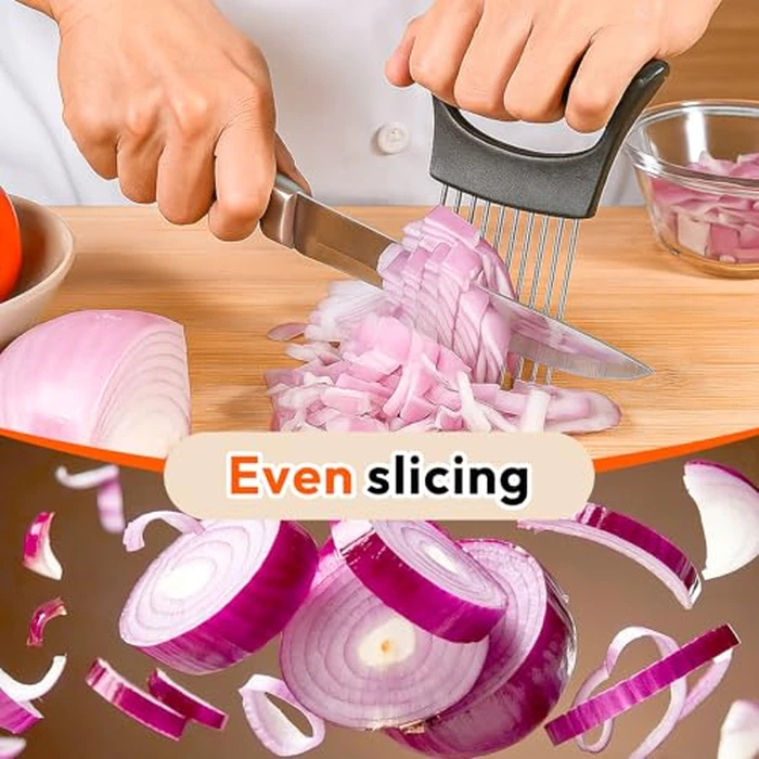 Onion Slicer, Stainless Steel Onion Holder for Slicing with Protective Case, Onion Cutter Tool for Meat Lemon Potato Tomato Avocado Egg Kitchen Slicing Assistant Tool (1 PCS) by WARSPOT - Image 7