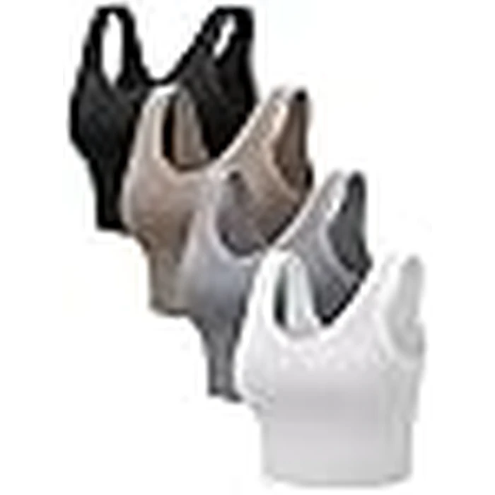 Fourluoo 4 Pack Women Crop Tank Tops Ribbed Seamless Basic Sleeveless Reversible V Neck Crop Tops for Casual Fitness Yoga(Small) by Fourluoo - Image 2