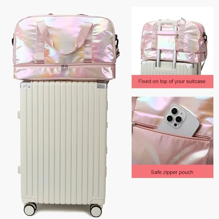 Sports Duffel Bag, Gym Bag with Shoes Compartment & Wet Pocket, Waterproof Overnight Bag Travel Bag Dance Bag for Girl, Weekend Bag for Women (Colorful) by Aikelai - Image 6