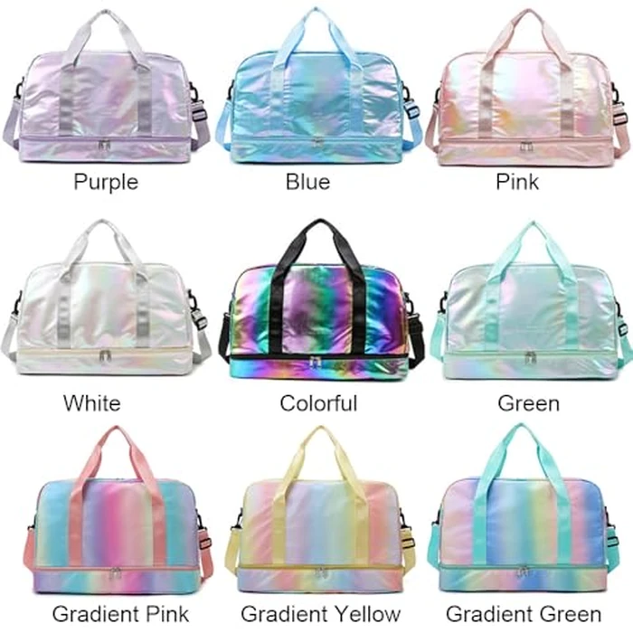 Sports Duffel Bag, Gym Bag with Shoes Compartment & Wet Pocket, Waterproof Overnight Bag Travel Bag Dance Bag for Girl, Weekend Bag for Women (Colorful) by Aikelai - Image 9