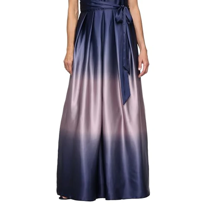 S.L. Fashions Women's Cap Sleeve Long Satin Ombre Mother of The Bride Dress with Pockets, Formal Party Gown by S.L. Fashions - Image 4