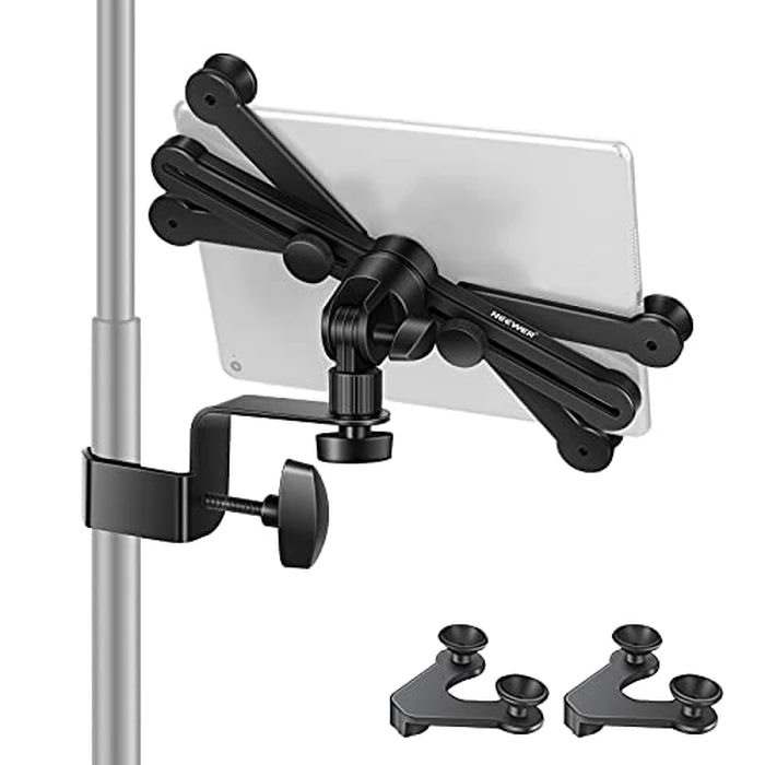 Neewer 7-14 inches Adjustable Tablet Holder Mount with 360 Degree Swivel Clamp for Connecting with Microphone Stand, Compatible with iPad, iPad Pro, iPad Air, Google Nexus Samsung Galaxy by NEEWER - Used - Acceptable condition - CA$14.24
