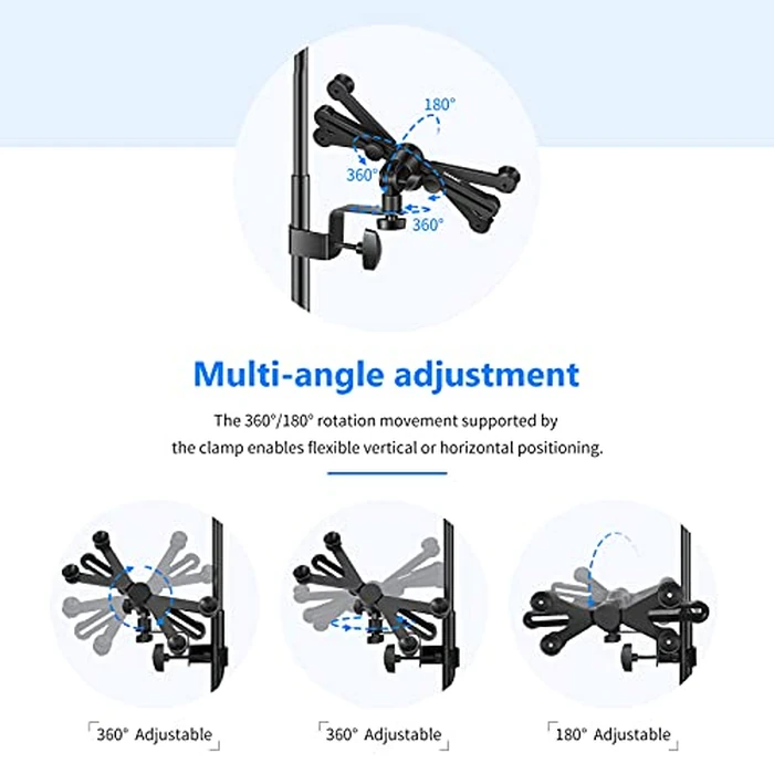 Neewer 7-14 inches Adjustable Tablet Holder Mount with 360 Degree Swivel Clamp for Connecting with Microphone Stand, Compatible with iPad, iPad Pro, iPad Air, Google Nexus Samsung Galaxy by NEEWER - Image 3