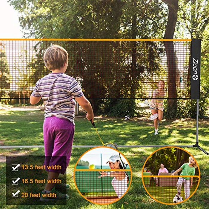 Zicon Portable Tennis Net,Stainless Steel Poles Badminton Net Set Adjustable Height Nylon Net with Carry Bag, for Kids Volleyball, Pickleball,Soccer, Indoor, Outdoor Court, Backyard, Beach, Driveway by Zicon - Image 4