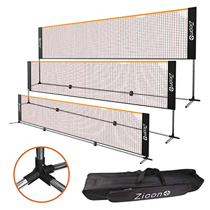 Zicon Portable Tennis Net,Stainless Steel Poles Badminton Net Set Adjustable Height Nylon Net with Carry Bag, for Kids Volleyball, Pickleball,Soccer, Indoor, Outdoor Court, Backyard, Beach, Driveway by Zicon - Image 8