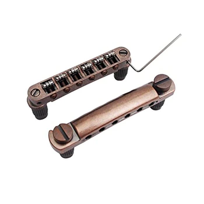 Guyker Guitar Tune-O-Matic Bridge and Stop Bar Tailpiece Combo Replacement Compatible with LP SG EPI 6 String Electric Guitar(GS001 + GM005, bronze) by guyker - Image 3