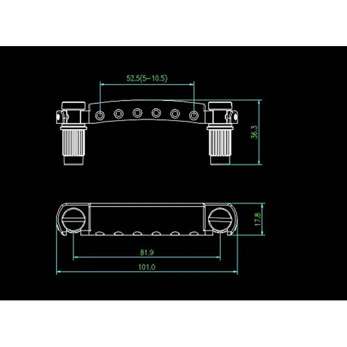 Guyker Guitar Tune-O-Matic Bridge and Stop Bar Tailpiece Combo Replacement Compatible with LP SG EPI 6 String Electric Guitar(GS001 + GM005, bronze) by guyker - Image 7